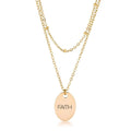 18k Gold Plated Double Chain FAITH Necklace - Two & Gathered