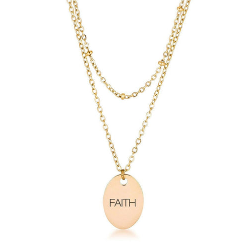 18k Gold Plated Double Chain FAITH Necklace - Two & Gathered