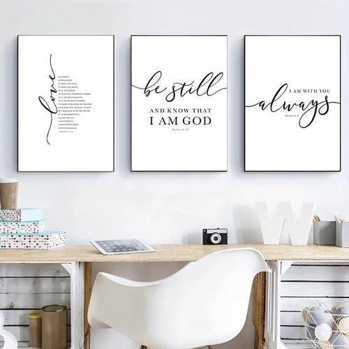 3pcs Set of Frameless Christian Bible Verse Prints - Two & Gathered