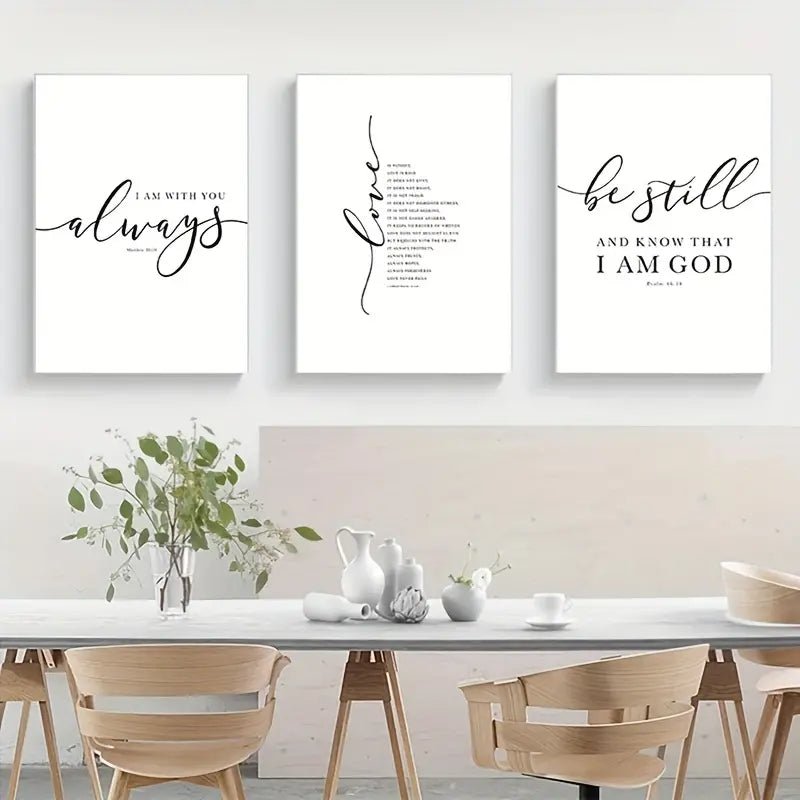 3pcs Set of Frameless Christian Bible Verse Prints - Two & Gathered