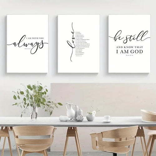 3pcs Set of Frameless Christian Bible Verse Prints - Two & Gathered