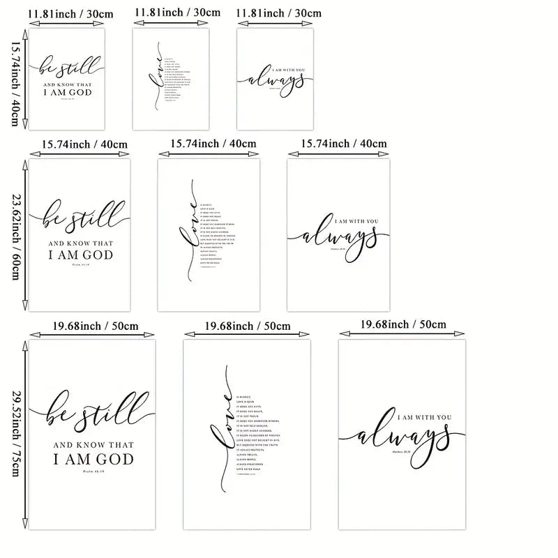 3pcs Set of Frameless Christian Bible Verse Prints - Two & Gathered