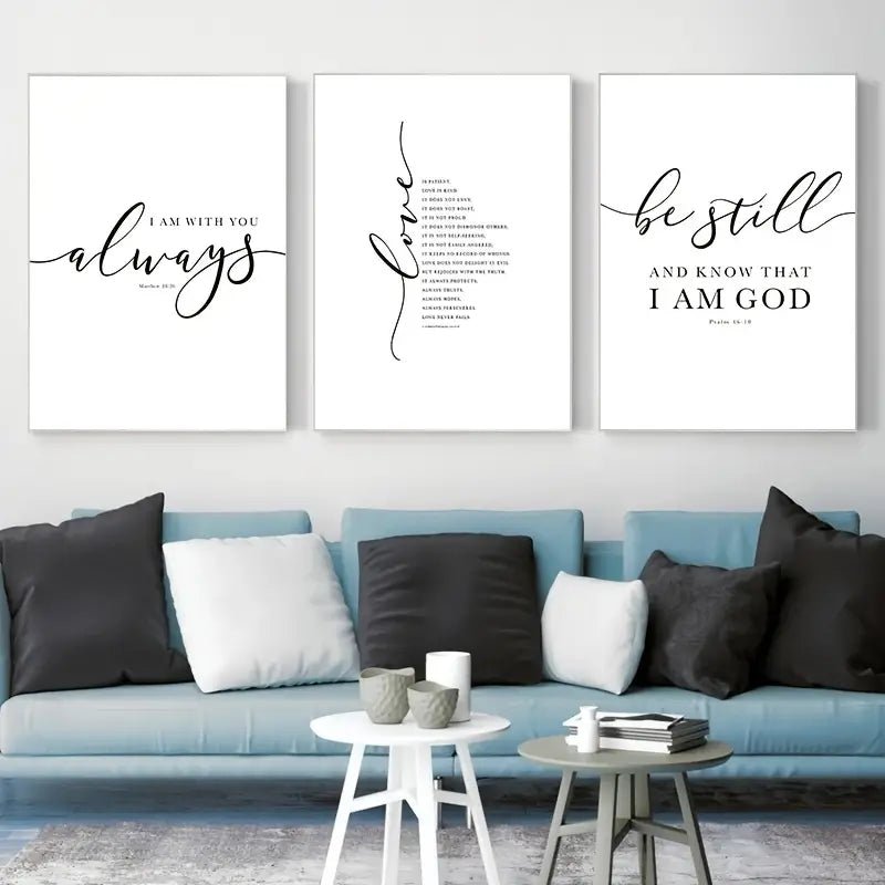 3pcs Set of Frameless Christian Bible Verse Prints - Two & Gathered