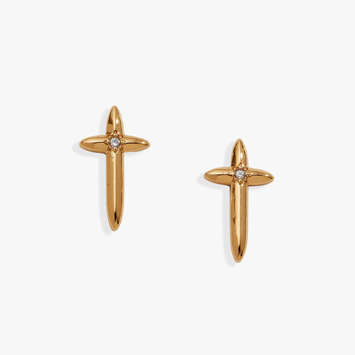 4:13 Cross Stud Earrings - Two & Gathered