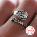 925 Sterling Silver Bohemian Faith Ring – Adjustable Vintage Cross - Two & Gathered