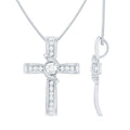 Certified Moissanite Cross Pendant Necklace with Silver Chain