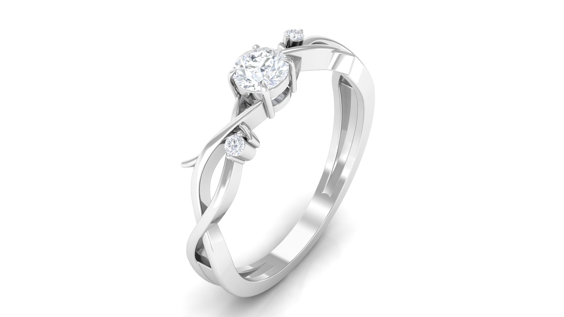 Natural Diamond Promise Ring with Crossover Shank
