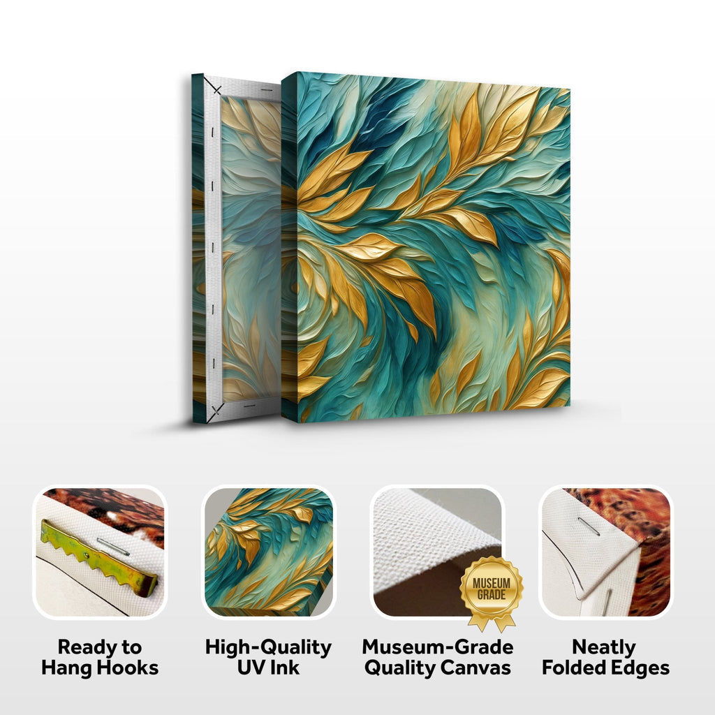 Abstract Gold And Blue Frosty Wall Art - Two & Gathered