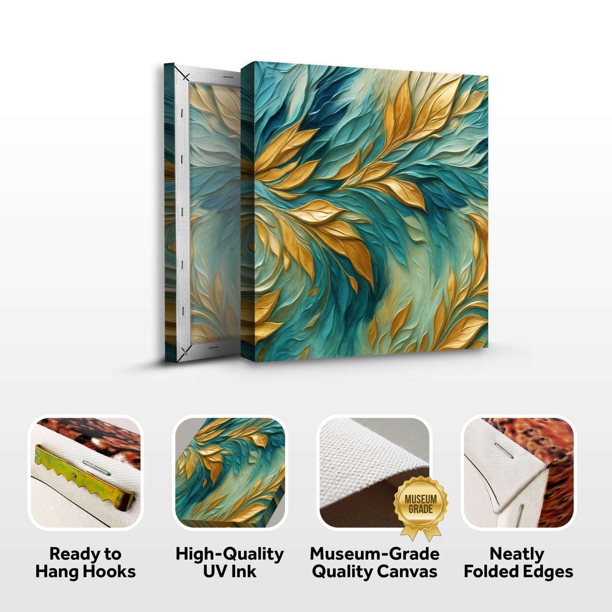 Abstract Gold And Blue Frosty Wall Art - Two & Gathered