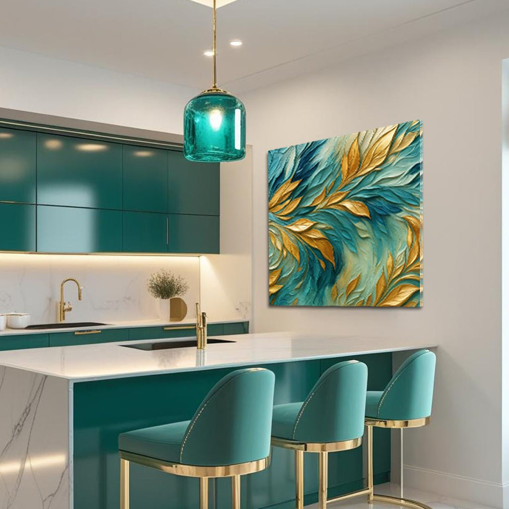 Abstract Gold And Blue Frosty Wall Art - Two & Gathered
