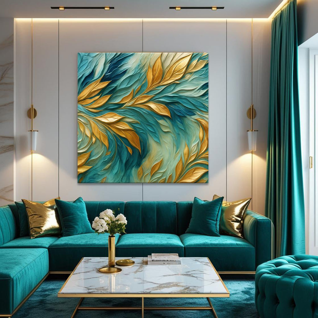 Abstract Gold And Blue Frosty Wall Art - Two & Gathered