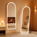 Arched Full Length LED Mirror 61x17 Inch Dimmable 3 Color Floor Stand - Two & Gathered