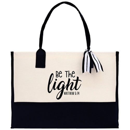 Be The Light Matthew 5:14 Religious Tote Bag for Women Bible Verse Canvas Tote Bag Religious Gifts Bible Verse Gift Church Tote Bag - Two & Gathered
