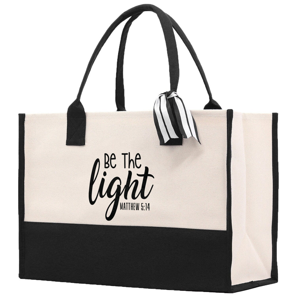 Be The Light Matthew 5:14 Religious Tote Bag for Women Bible Verse Canvas Tote Bag Religious Gifts Bible Verse Gift Church Tote Bag - Two & Gathered