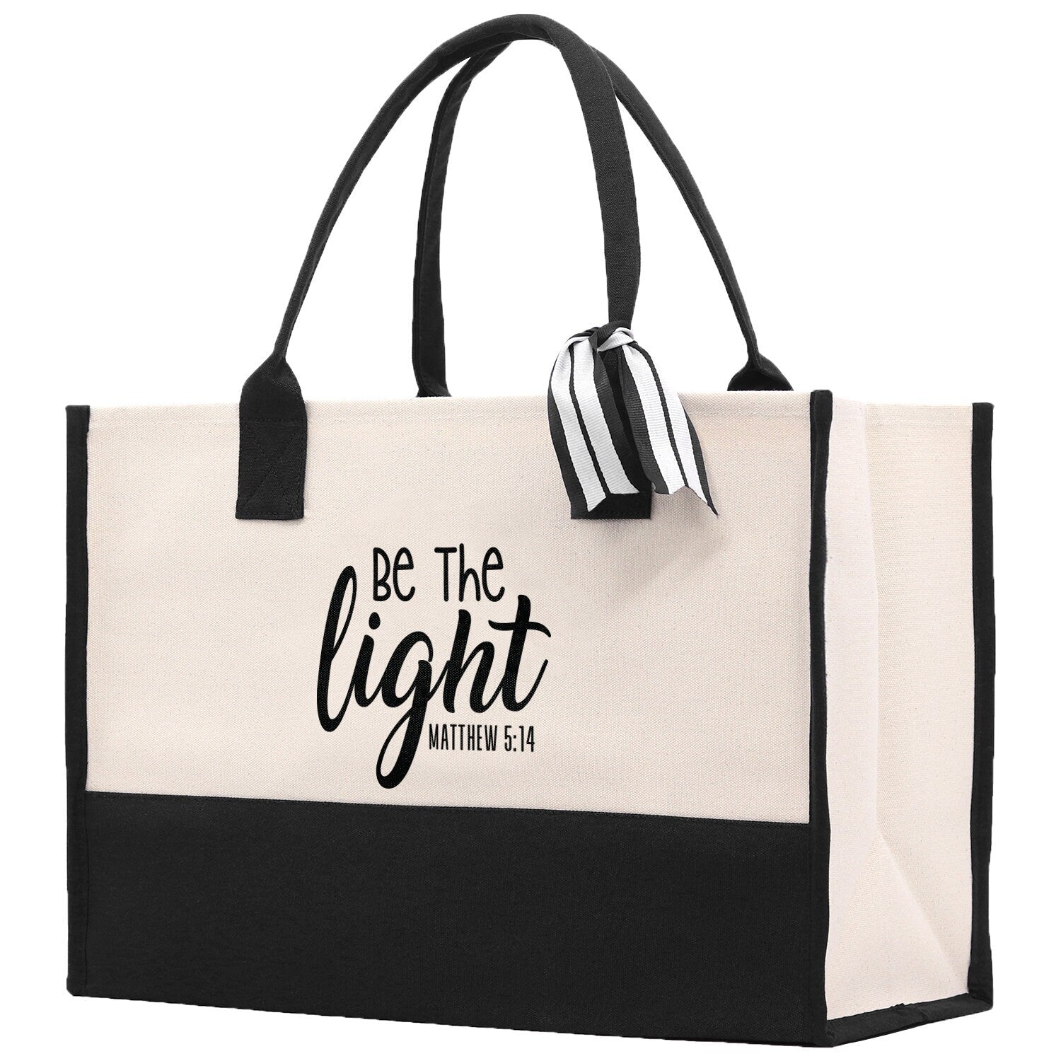 Be The Light Matthew 5:14 Religious Tote Bag for Women Bible Verse Canvas Tote Bag Religious Gifts Bible Verse Gift Church Tote Bag - Two & Gathered
