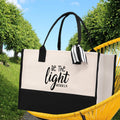 Be The Light Matthew 5:14 Religious Tote Bag for Women Bible Verse Canvas Tote Bag Religious Gifts Bible Verse Gift Church Tote Bag - Two & Gathered