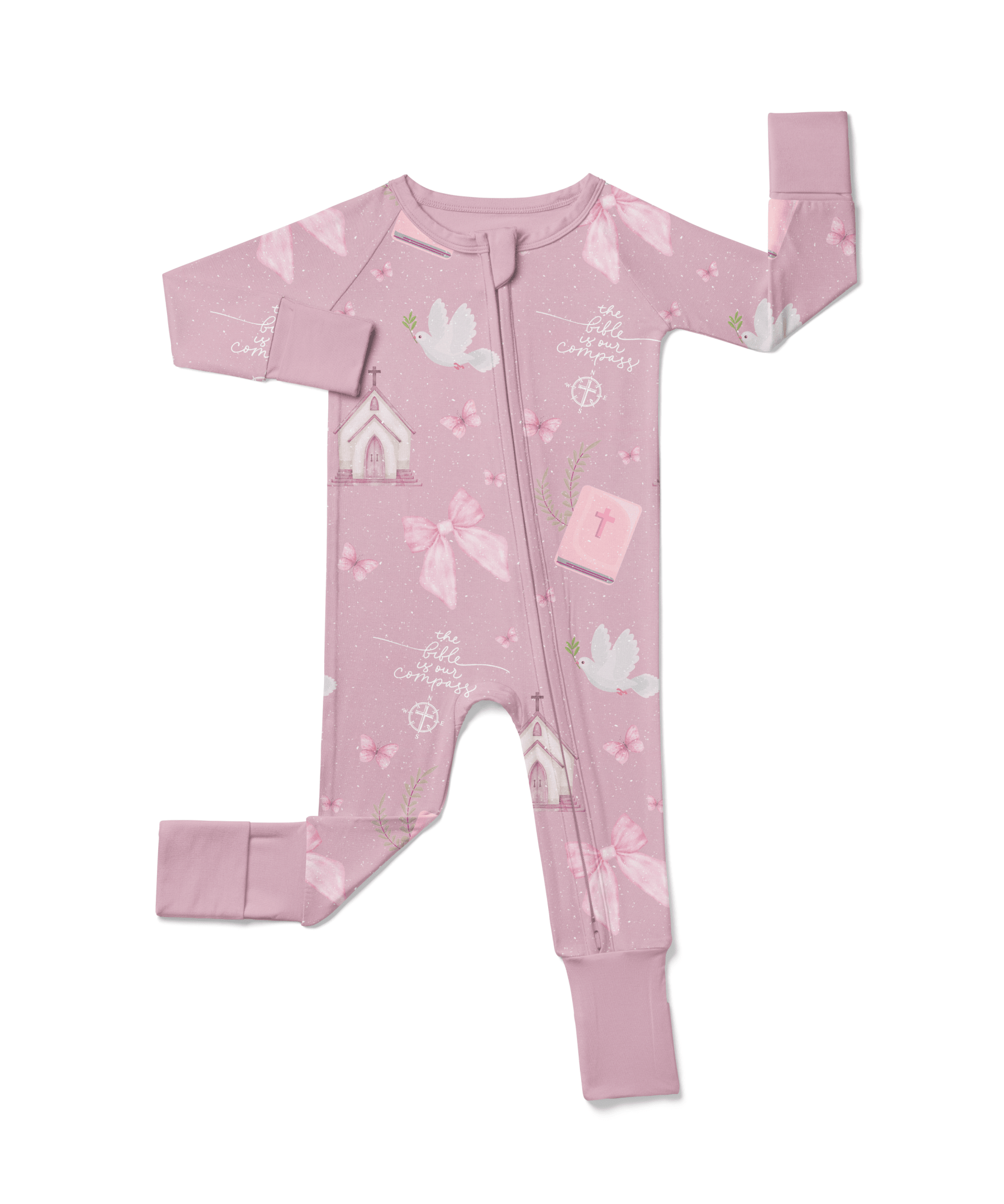 Bible is Our Compass Bamboo Footed Onesie Pajama - Two & Gathered