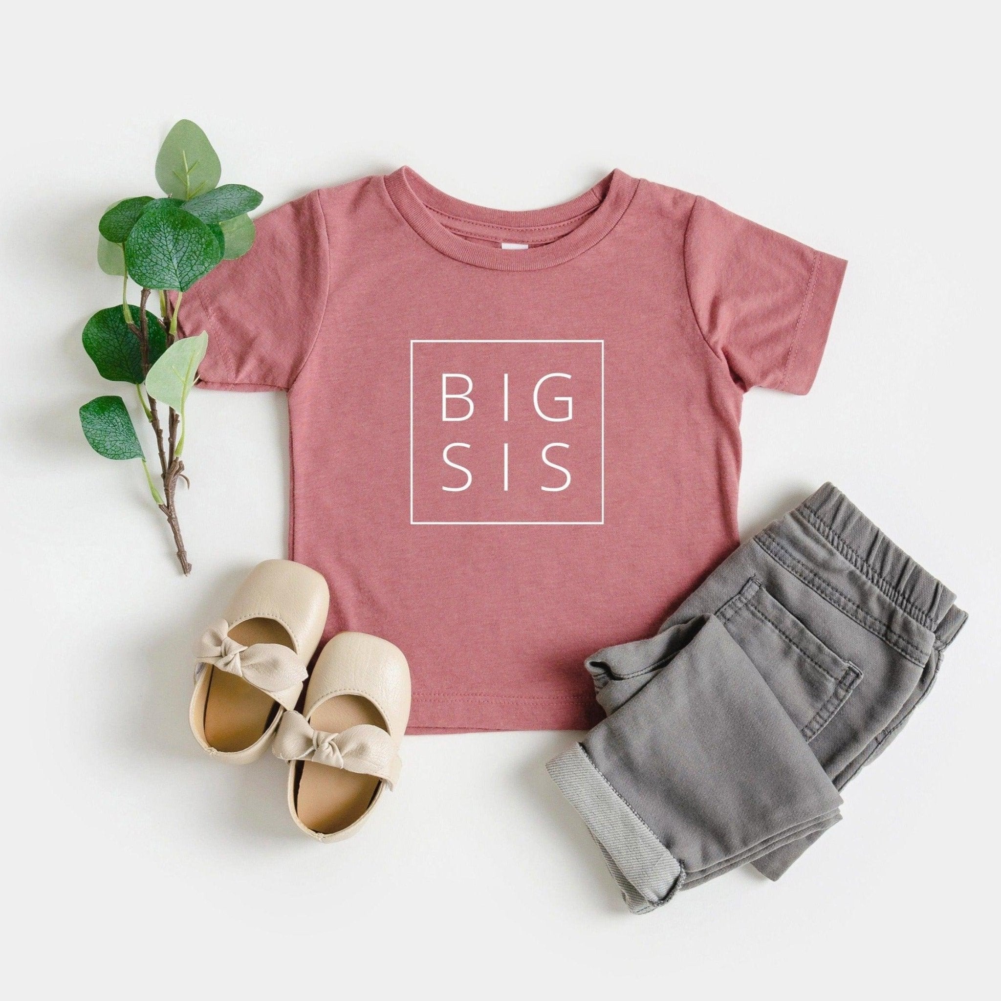 Big Sis Baby And Toddler Big Sister Pregnancy Announcement T Shirt (Square) - Two & Gathered