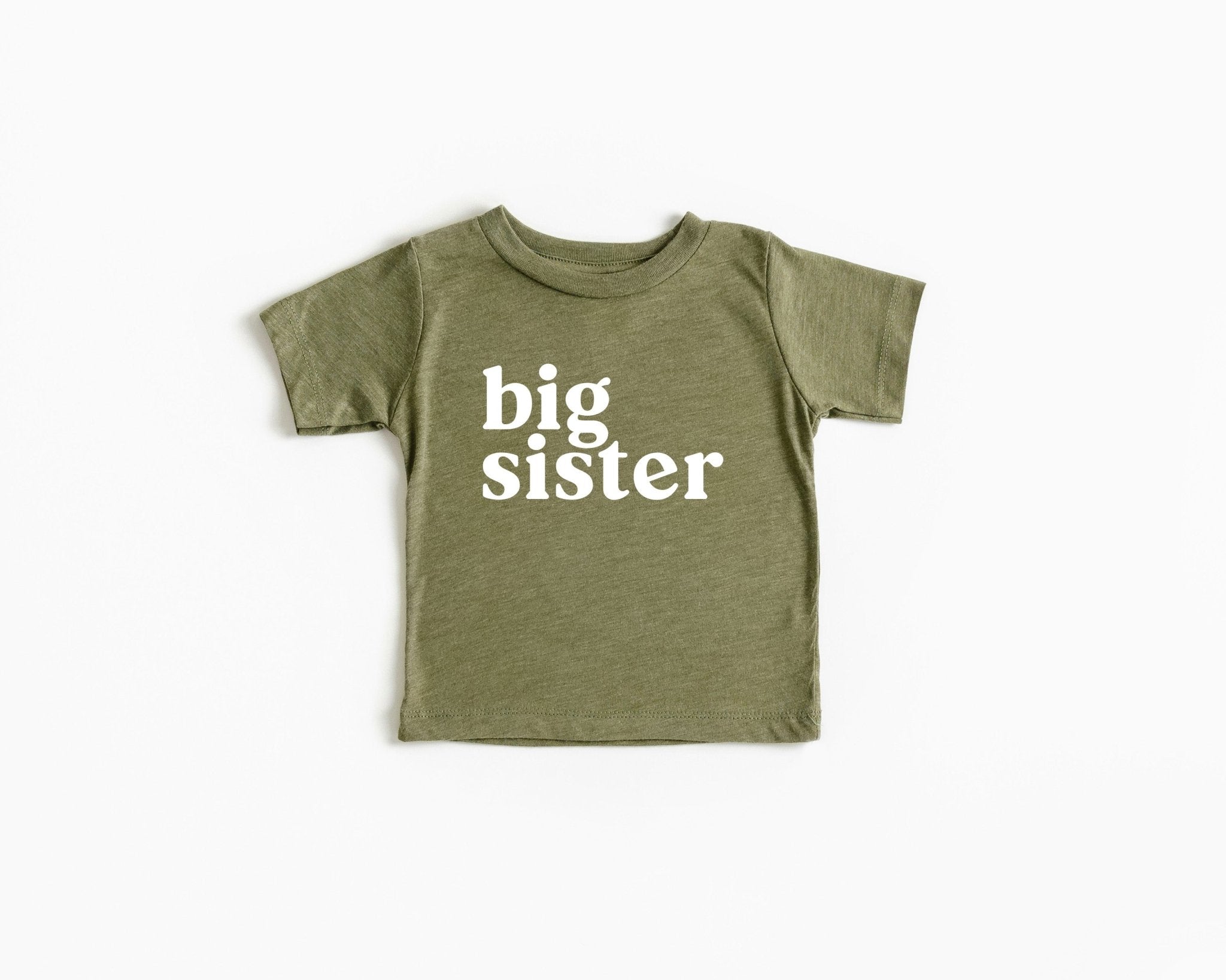 Big Sister Baby And Toddler Big Sis Pregnancy Announcement T Shirt (Serif) - Two & Gathered