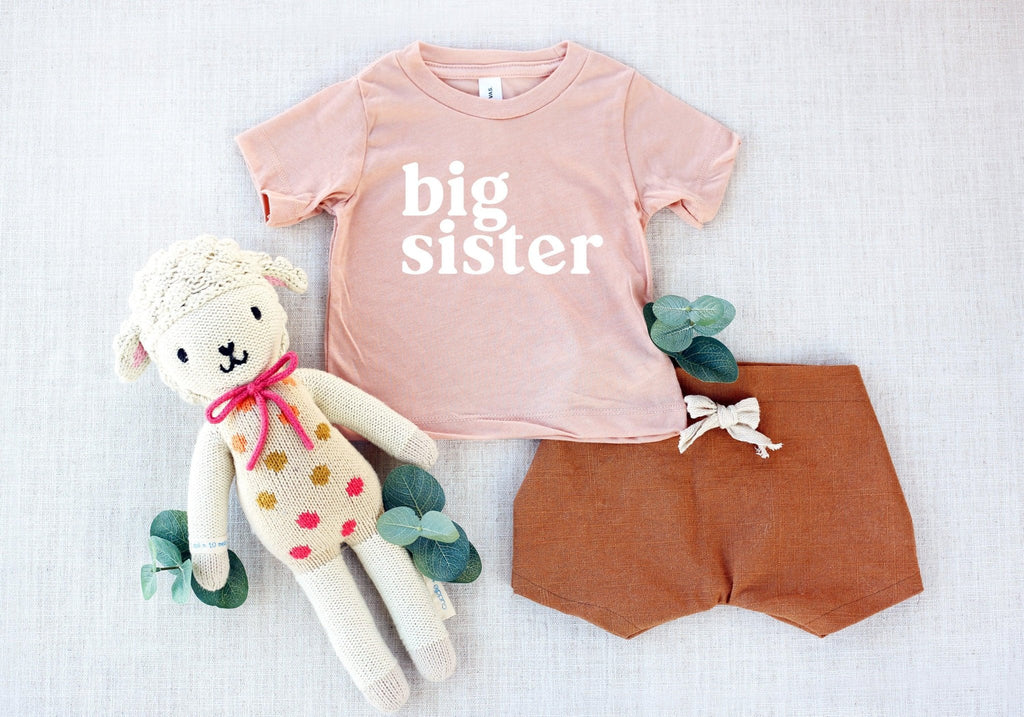 Big Sister Baby And Toddler Big Sis Pregnancy Announcement T Shirt (Serif) - Two & Gathered