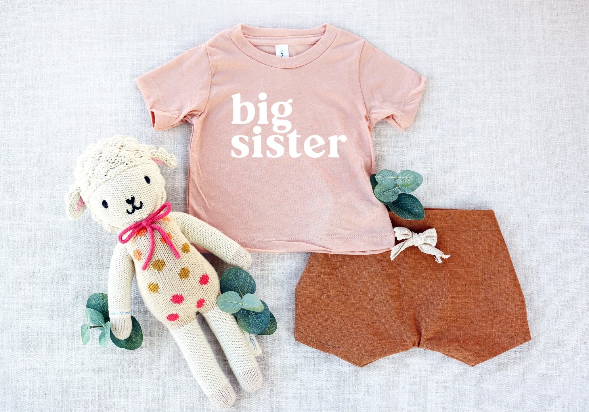 Big Sister Baby And Toddler Big Sis Pregnancy Announcement T Shirt (Serif) - Two & Gathered