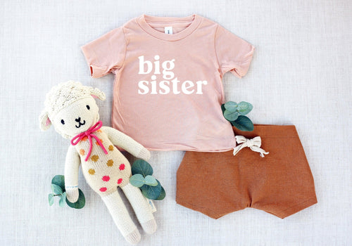Big Sister Baby And Toddler Big Sis Pregnancy Announcement T Shirt (Serif) - Two & Gathered