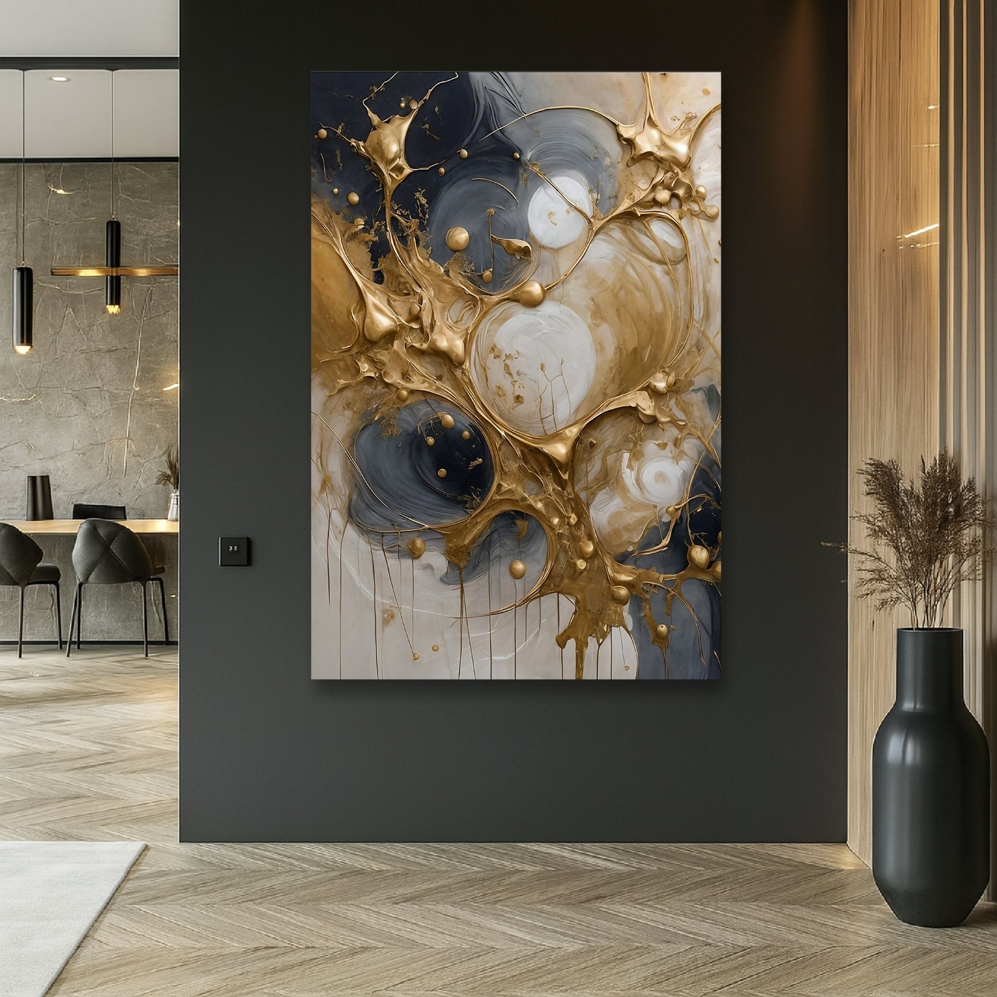 Black and Gold Splash Wall Art - Two & Gathered
