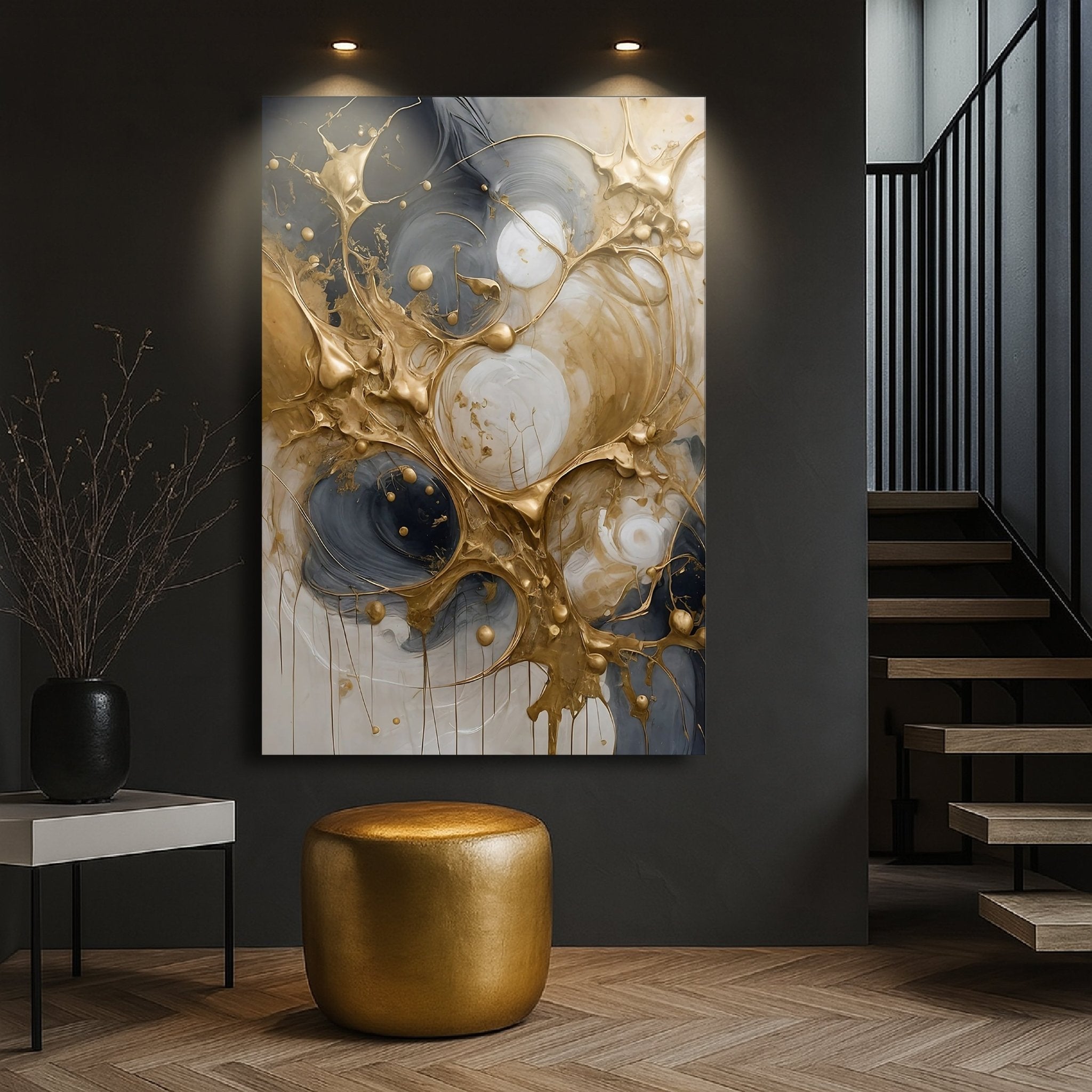 Black and Gold Splash Wall Art - Two & Gathered