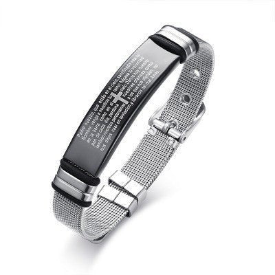 Black Titanium Steel Bracelet with Christian Verses - Two & Gathered
