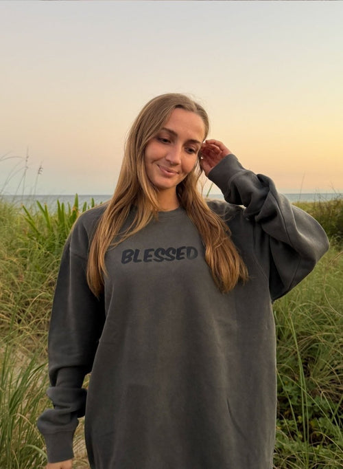 Blessed Unisex Pigment - Dyed Crewneck Sweatshirt - Two & Gathered