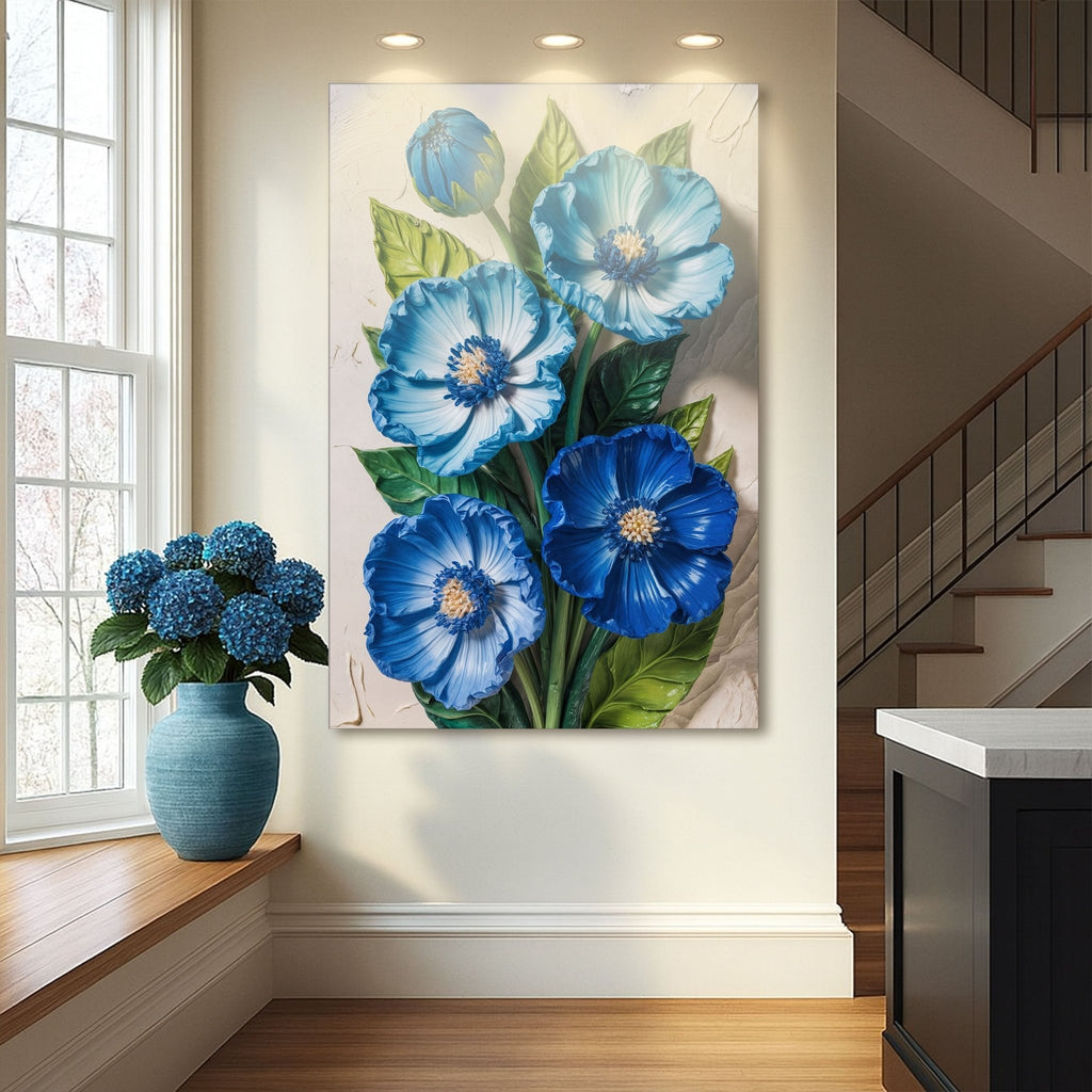 Blue Blossom Bouquet Impasto Wall Art - Two & Gathered