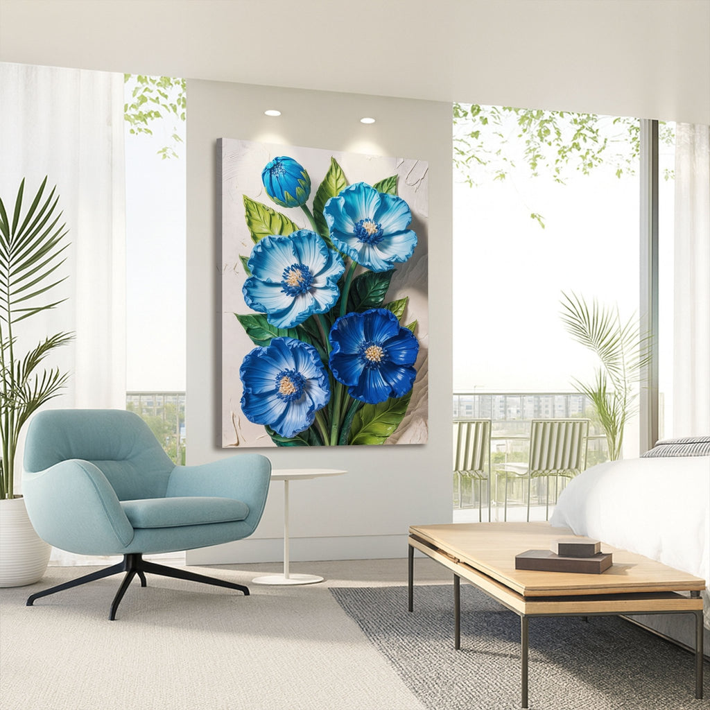 Blue Blossom Bouquet Impasto Wall Art - Two & Gathered