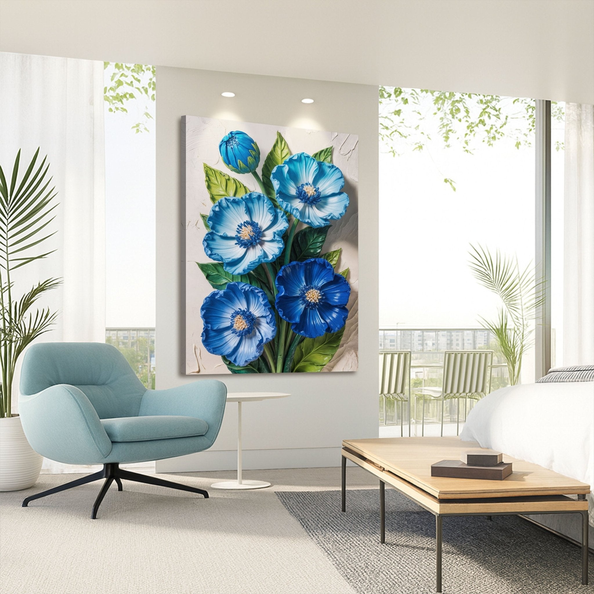 Blue Blossom Bouquet Impasto Wall Art - Two & Gathered