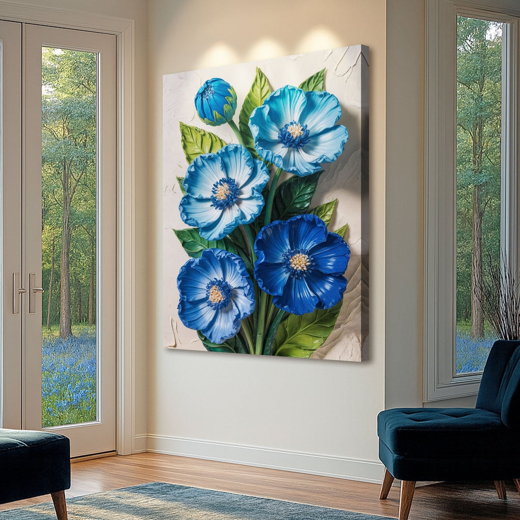 Blue Blossom Bouquet Impasto Wall Art - Two & Gathered
