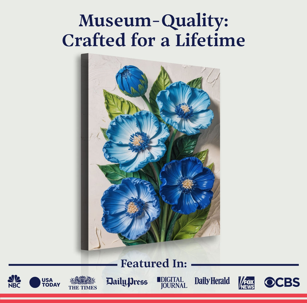 Blue Blossom Bouquet Impasto Wall Art - Two & Gathered