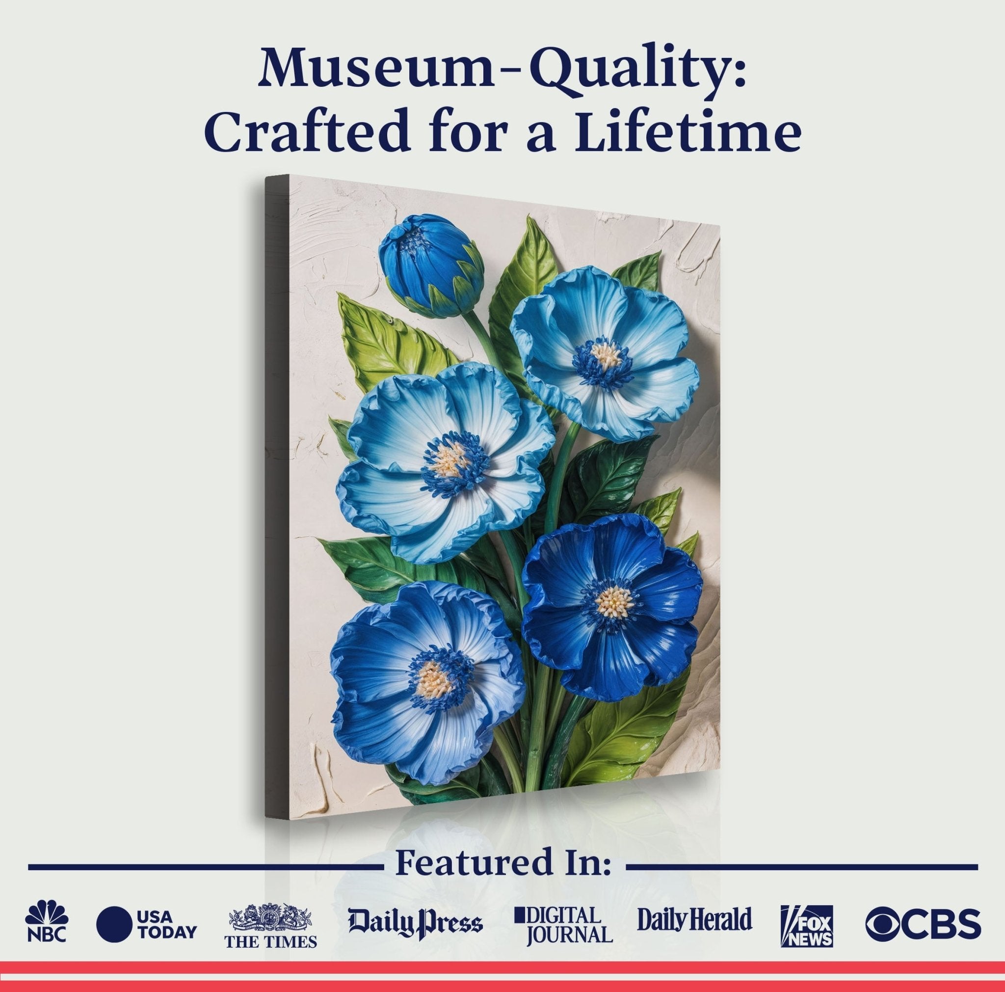 Blue Blossom Bouquet Impasto Wall Art - Two & Gathered