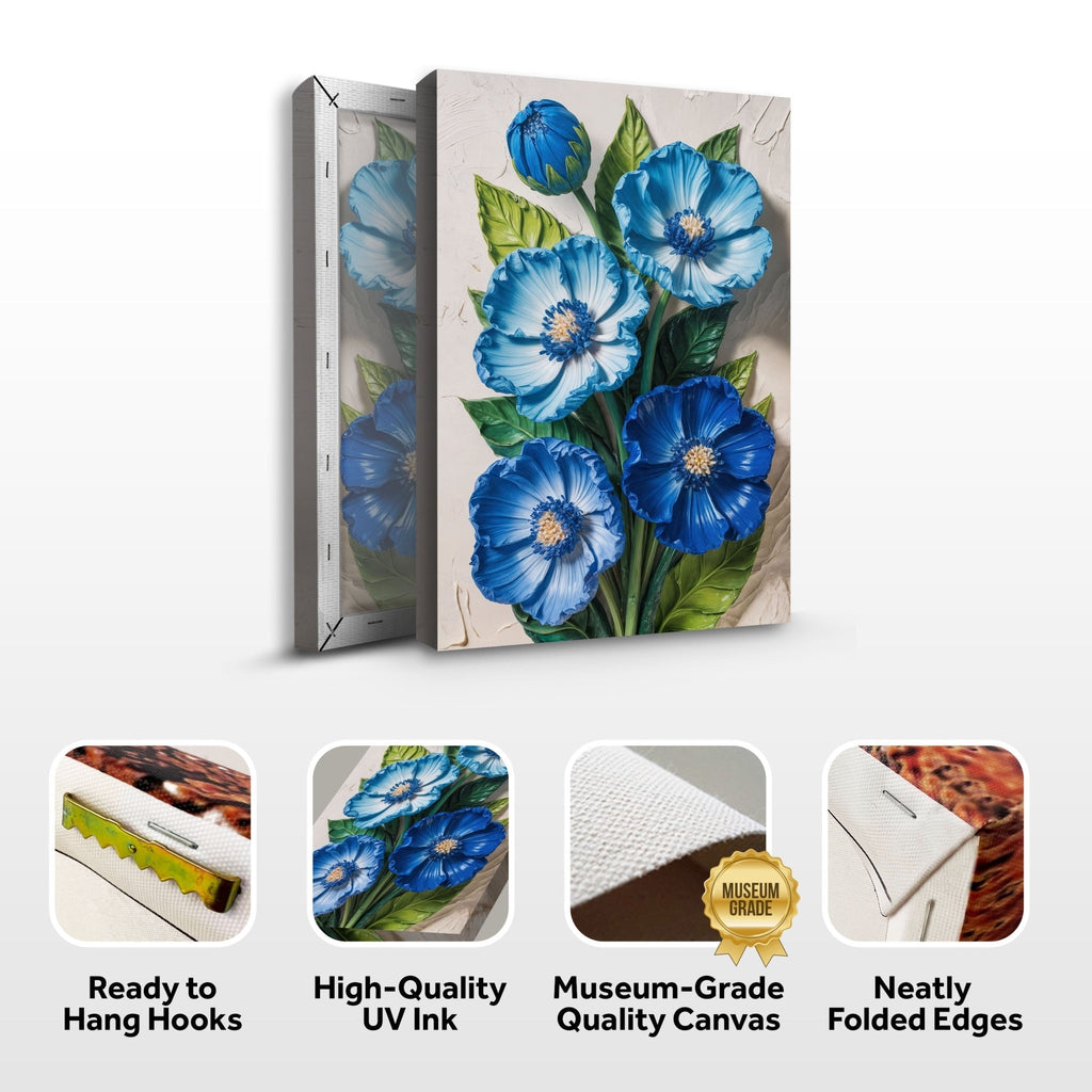 Blue Blossom Bouquet Impasto Wall Art - Two & Gathered