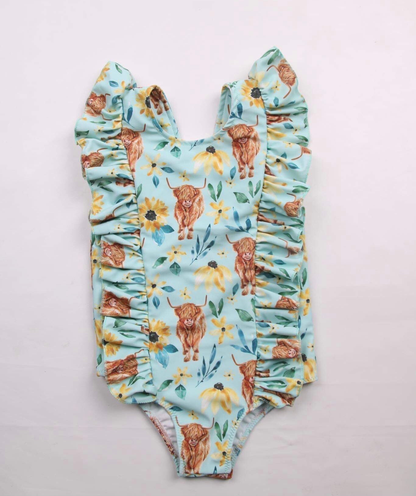 Blue highland ruffle swimsuit - Two & Gathered