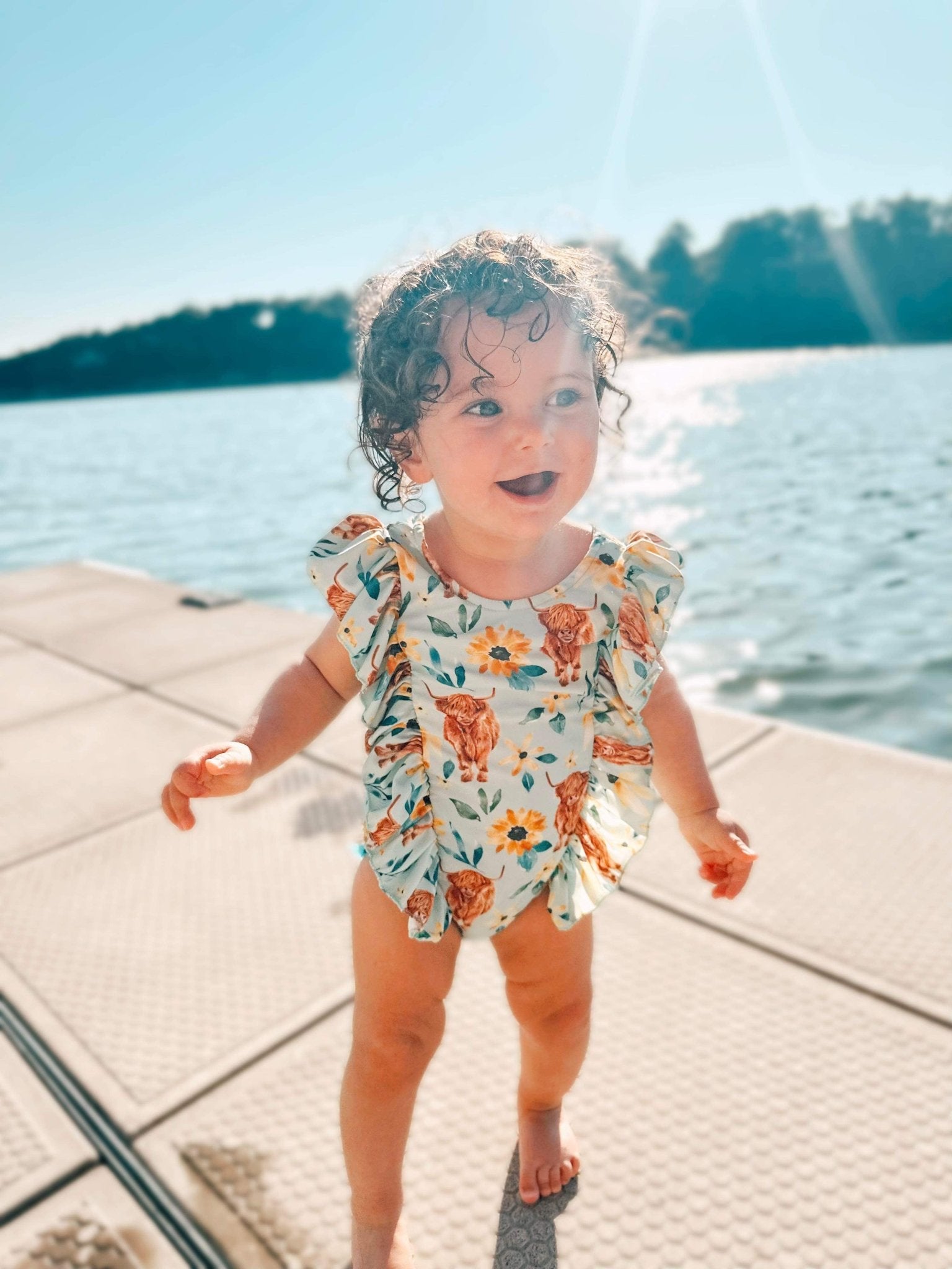 Blue highland ruffle swimsuit - Two & Gathered