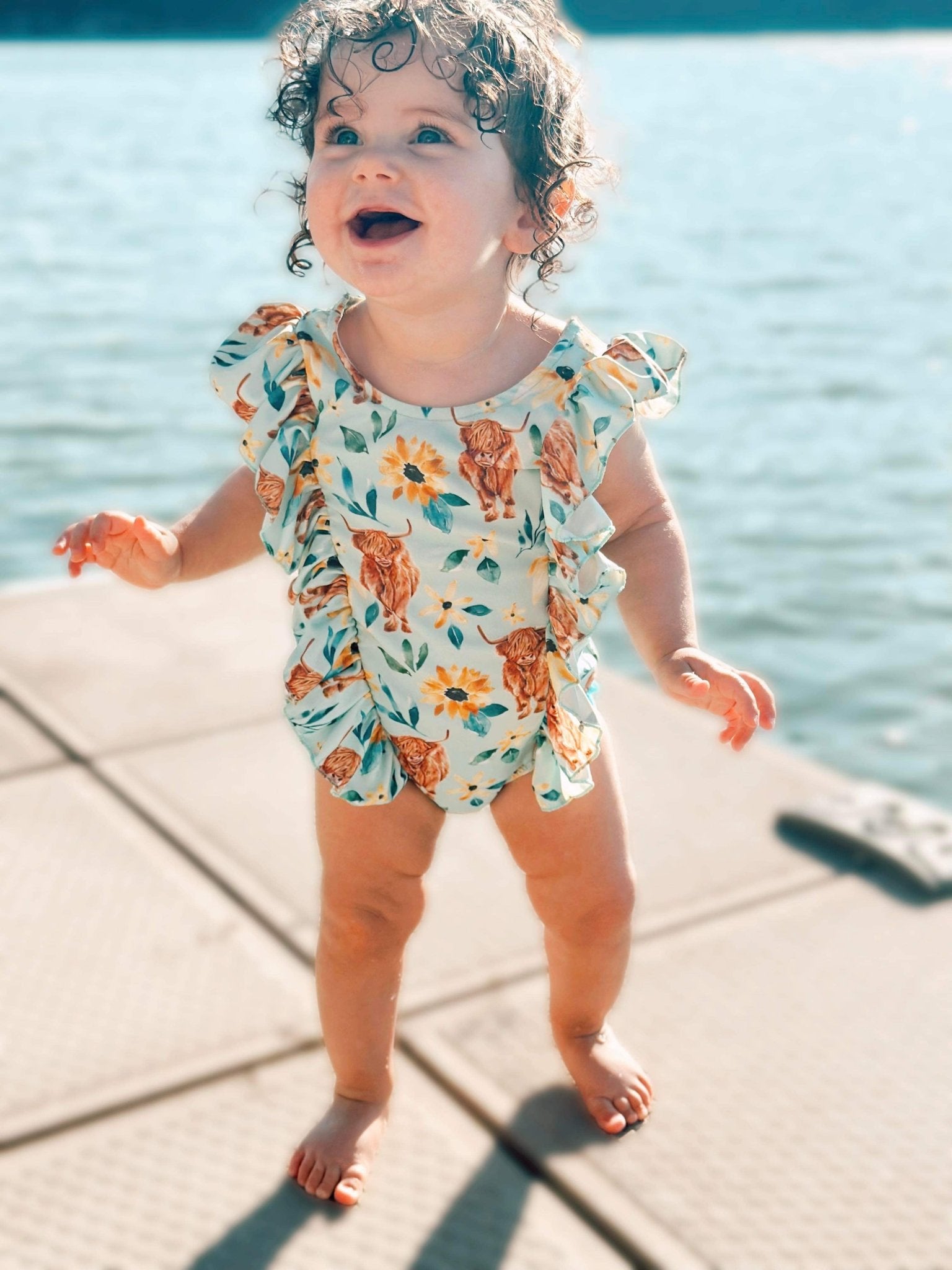Blue highland ruffle swimsuit - Two & Gathered