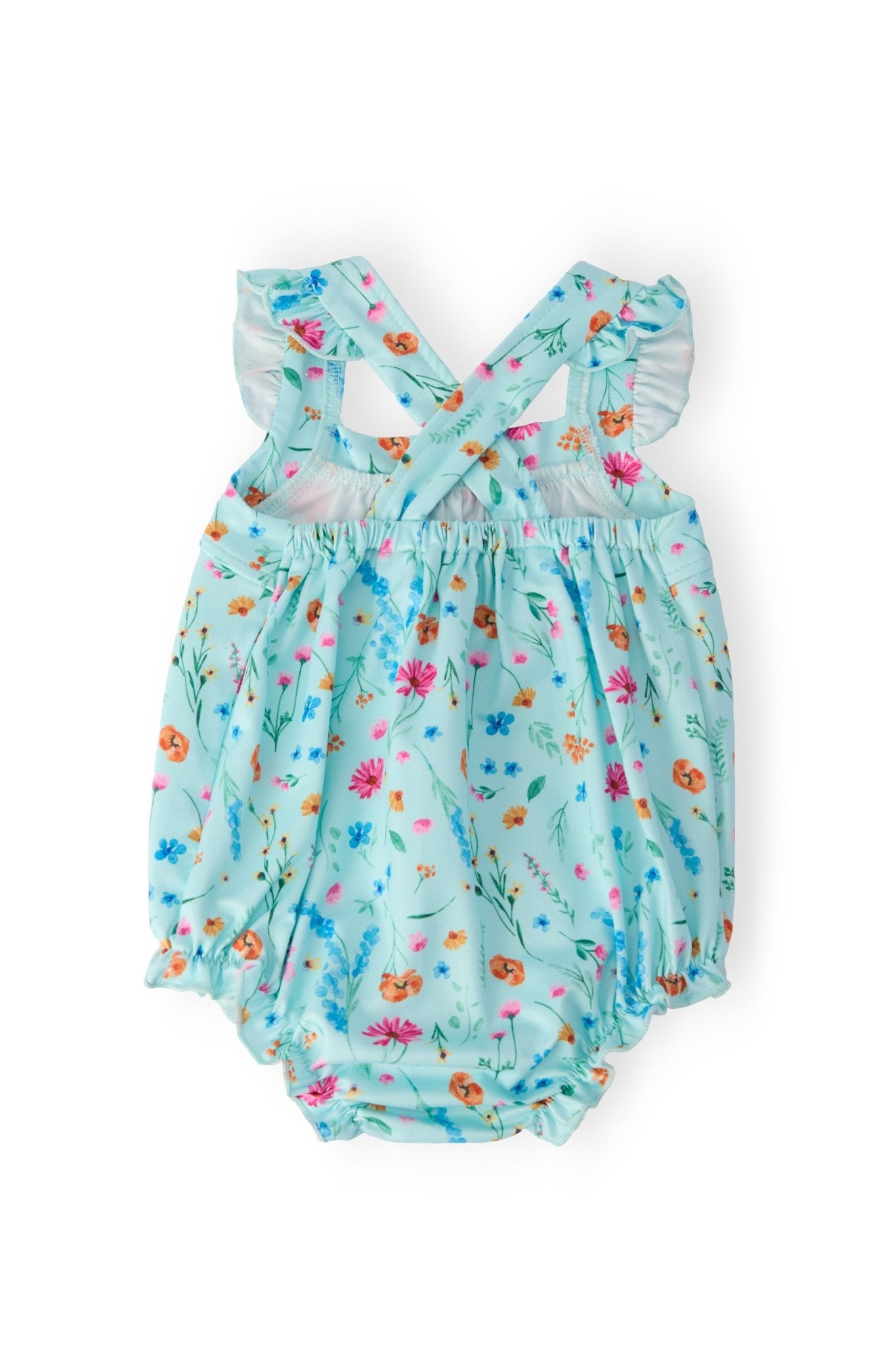 Bluebell Breeze Ruffle Cross Back Romper - Two & Gathered