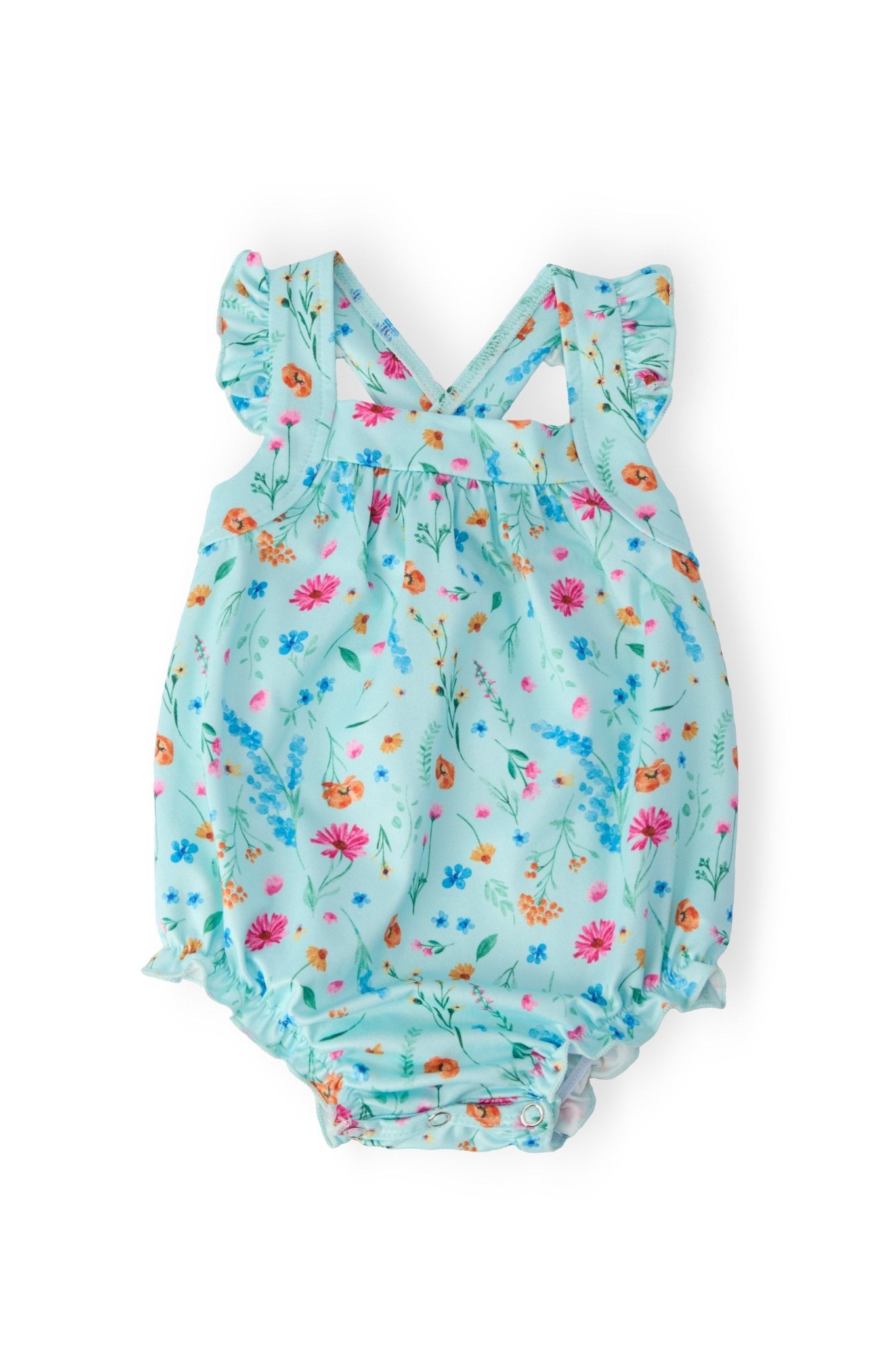 Bluebell Breeze Ruffle Cross Back Romper - Two & Gathered
