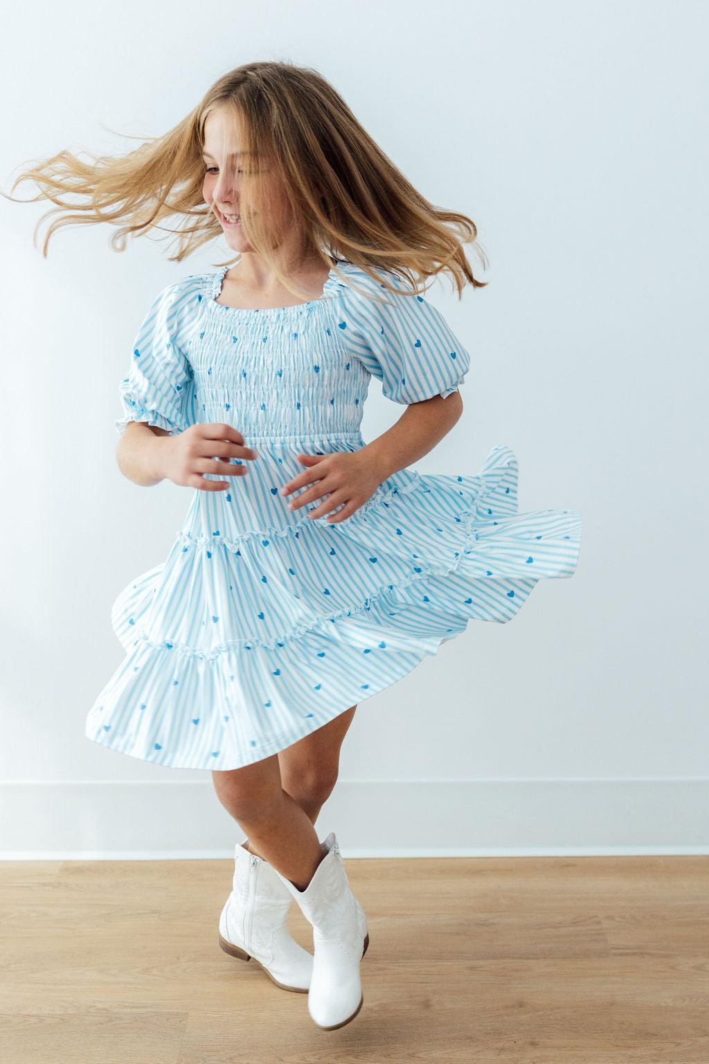 Blueberry Kisses Smocked Ruffle Dress - Two & Gathered