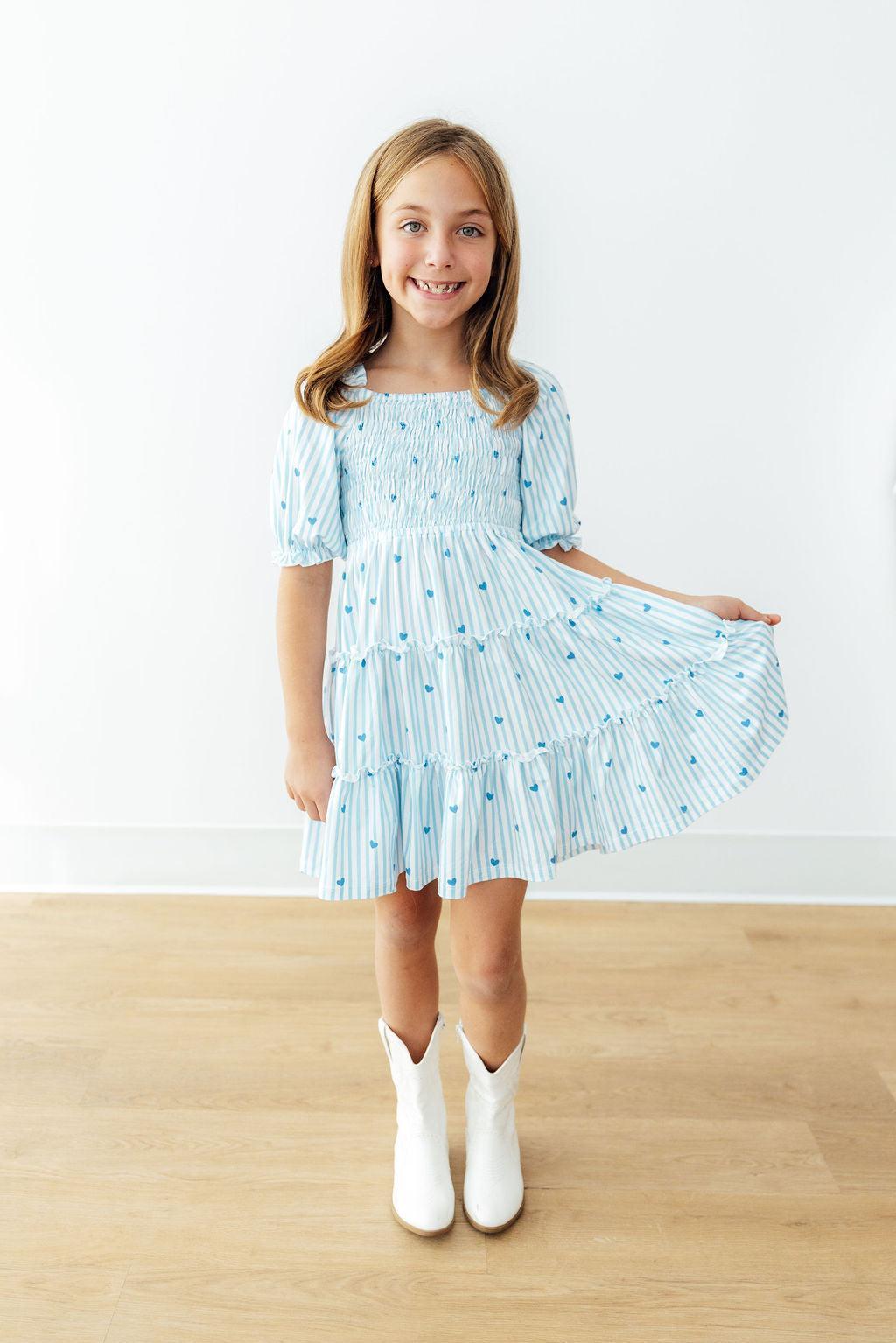 Blueberry Kisses Smocked Ruffle Dress - Two & Gathered