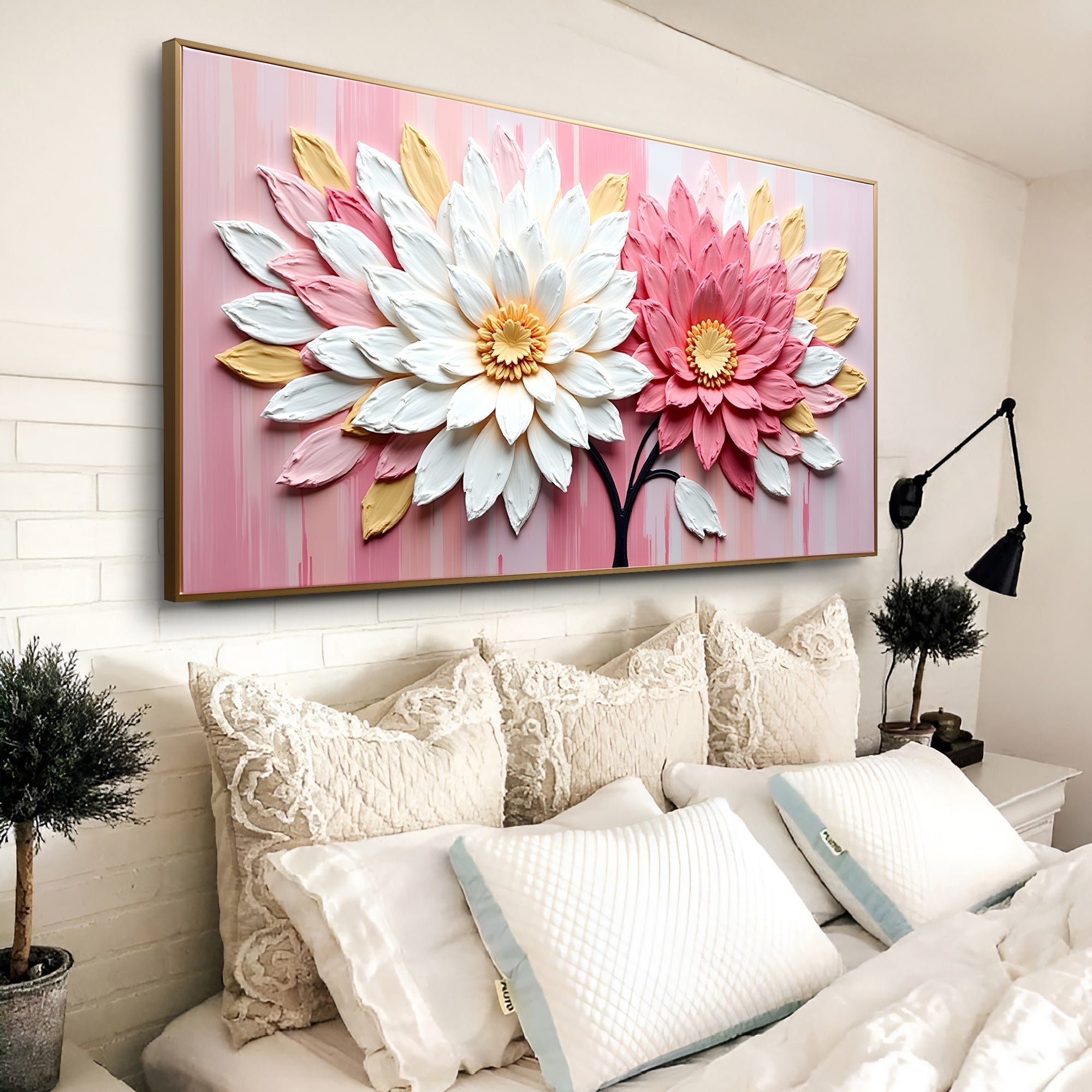 Blushing Blooms Pink Impasto Wall Art - Two & Gathered