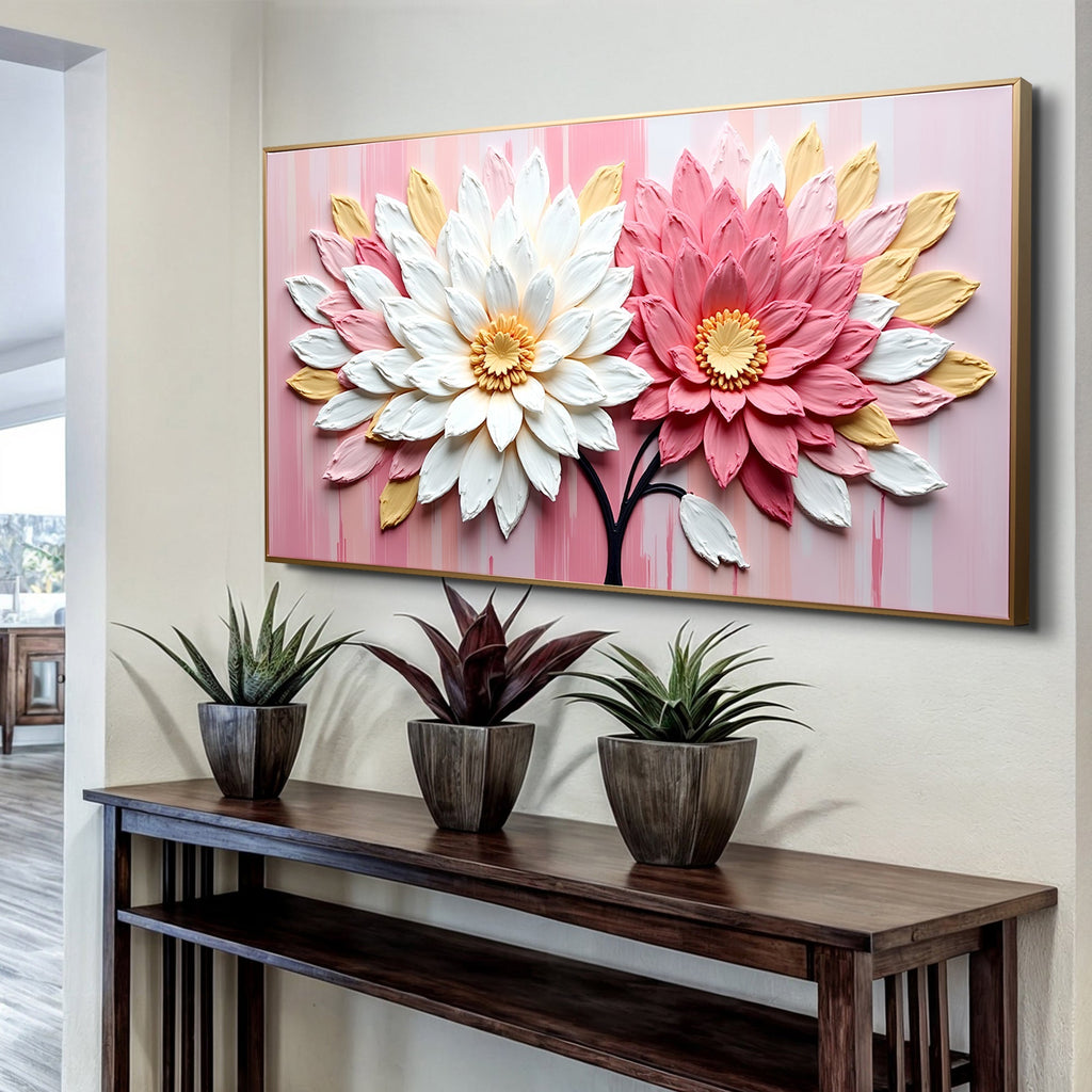 Blushing Blooms Pink Impasto Wall Art - Two & Gathered