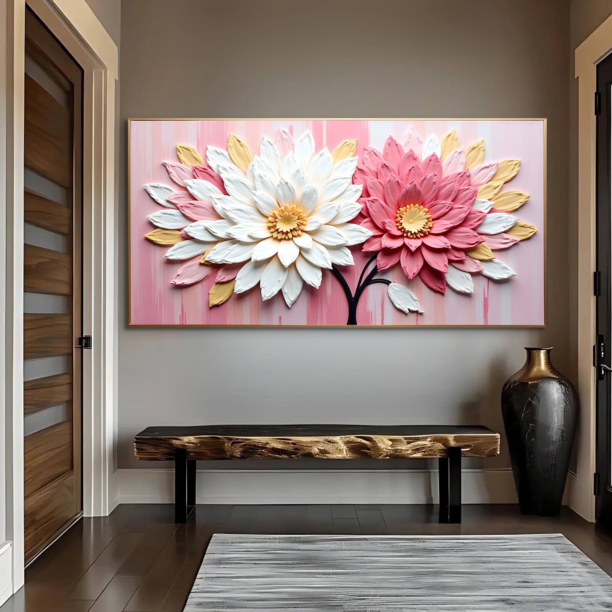 Blushing Blooms Pink Impasto Wall Art - Two & Gathered