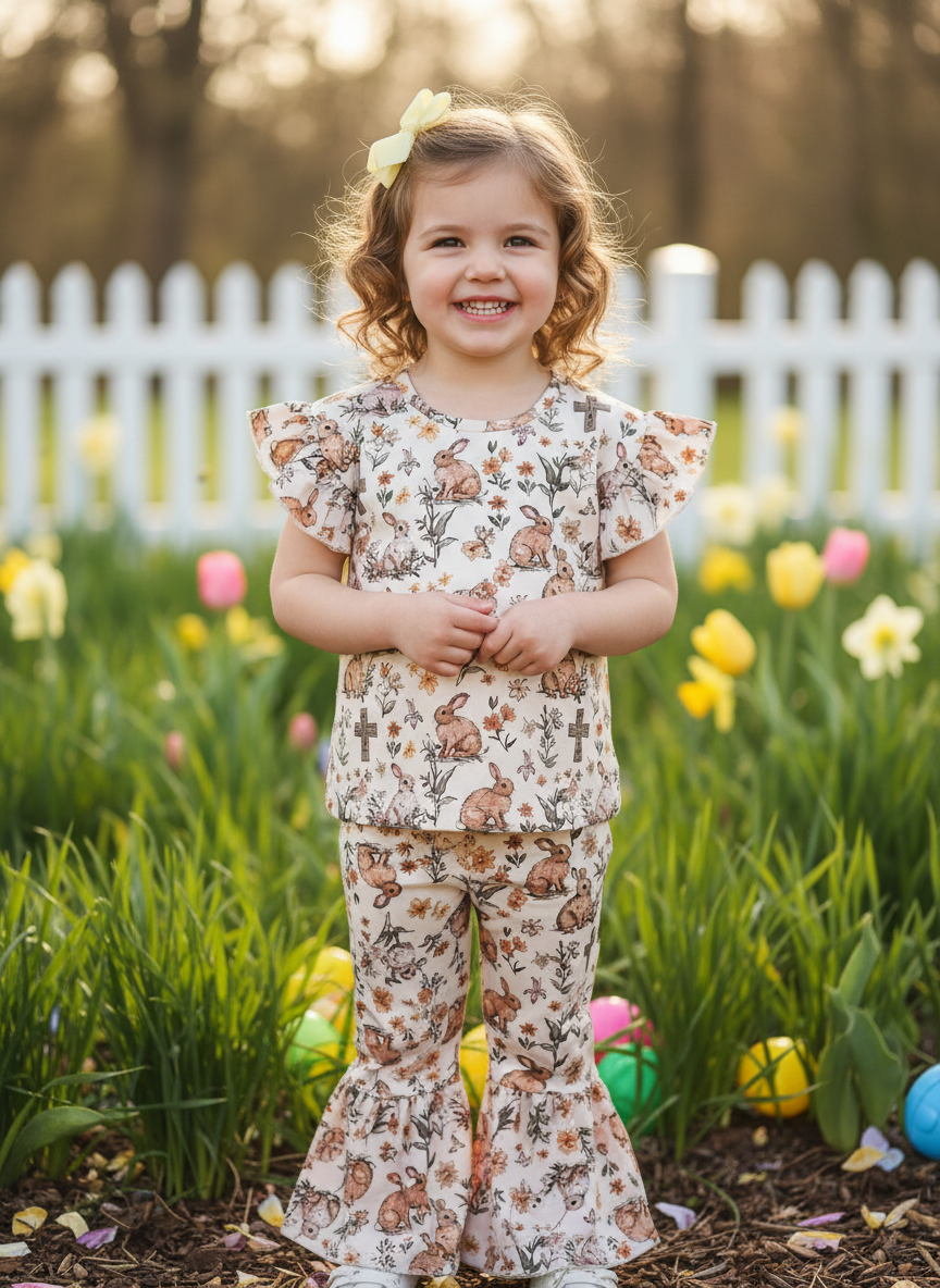 Bunny cross two piece bell set - Two & Gathered