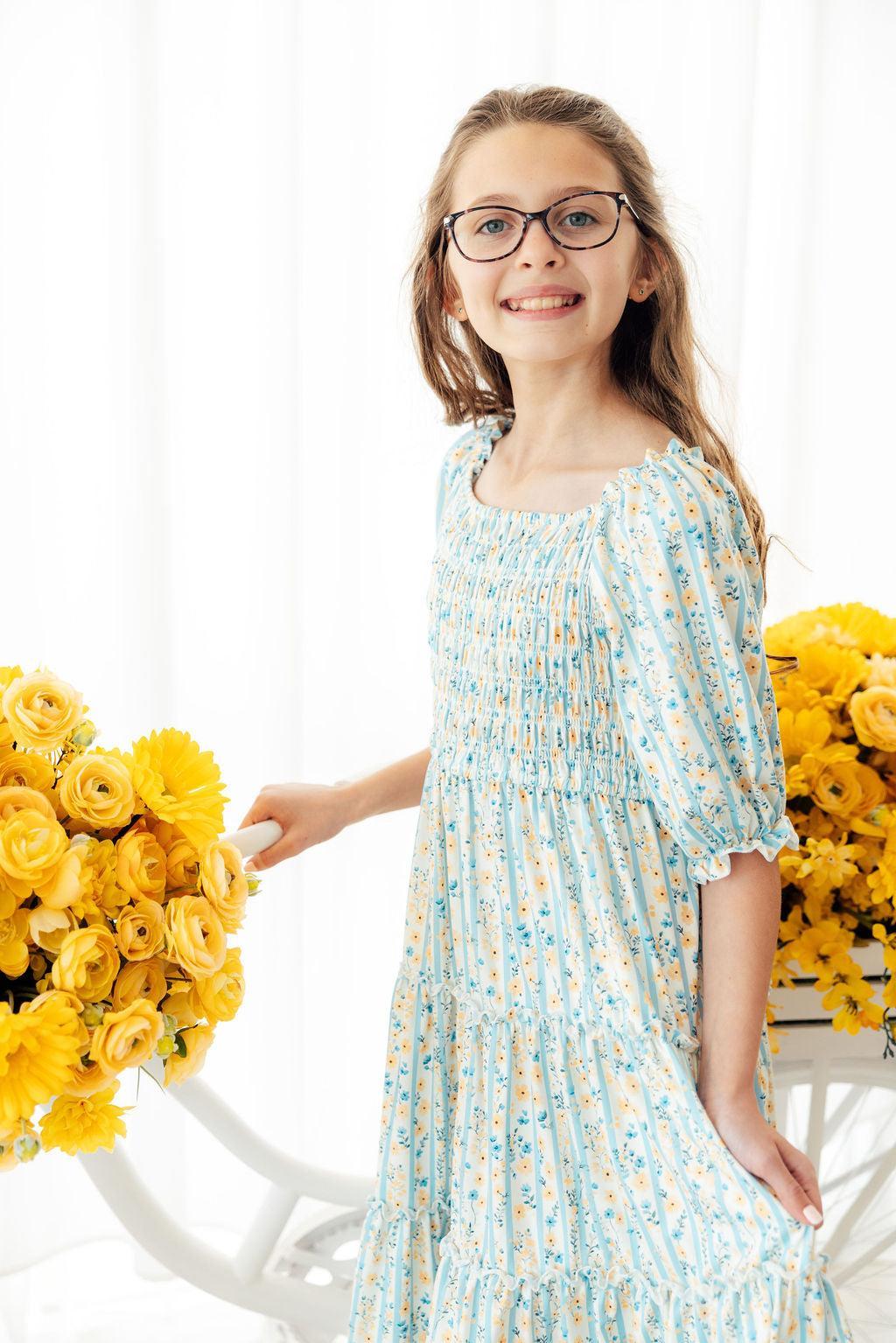 Buttercup Blooms Smocked Ruffle Dress - Two & Gathered