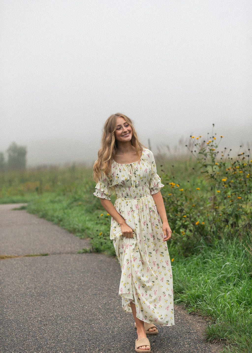 Celine Puff Sleeve Floral Maxi Dress - Two & Gathered